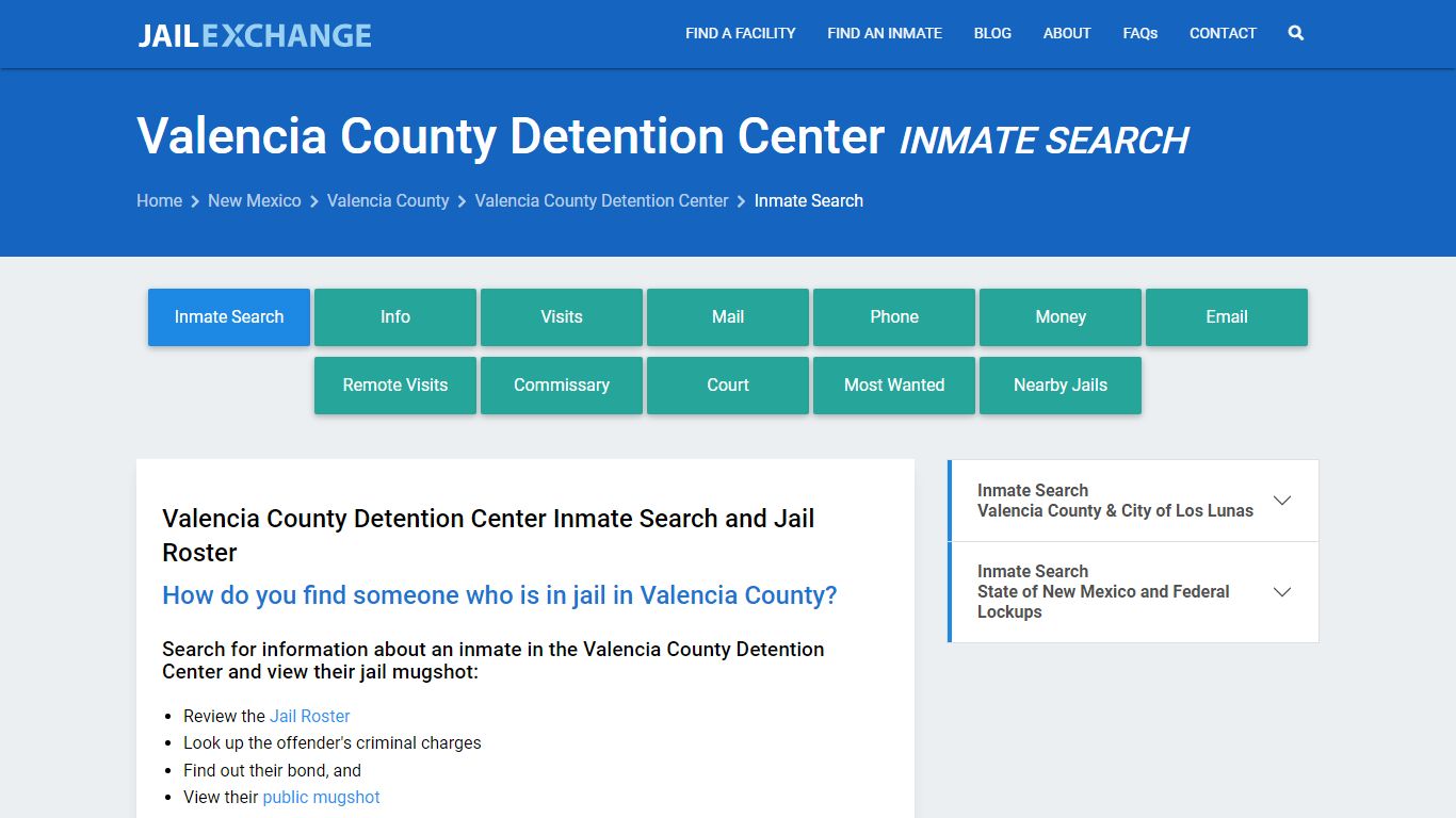 Valencia County Detention Center Inmate Search - Jail Exchange
