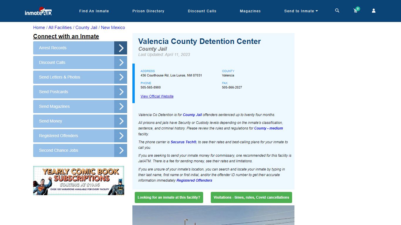 Valencia County Detention Center - Inmate Locator - Los Lunas, NM