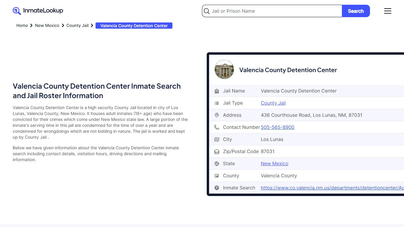 Valencia County Detention Center Inmate Search, Jail Roster, Bookings ...